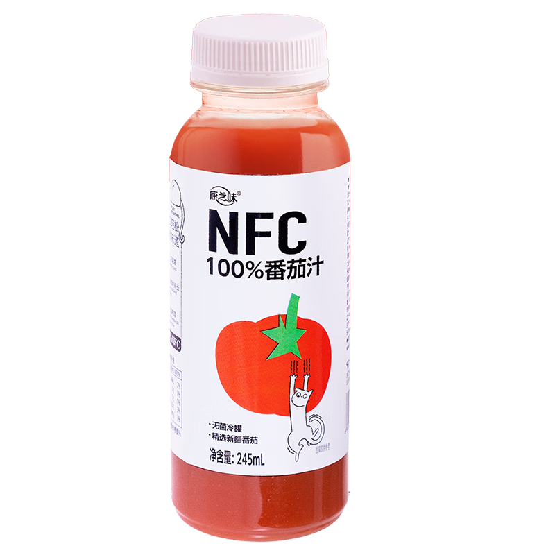 康之味NFC桑葚汁100%果汁饮料原榨桑葚果汁无添加非浓缩鲜果饮品 NFC番茄汁245ml*10瓶