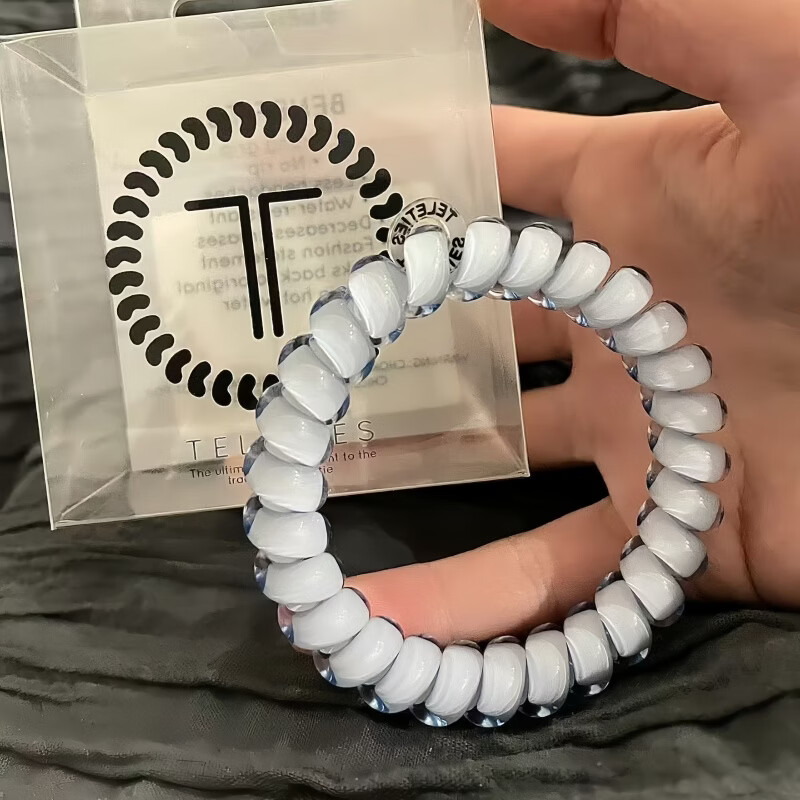 TELETIES发圈美国电话线头绳【L号系列】泰莉圈发饰发绳手环TT发圈高级感 水洗蓝L码2条