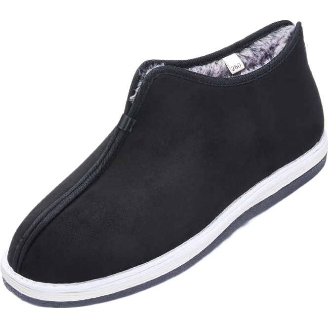 同升和冬季棉鞋男高幫加絨保暖雪地靴休閑爸爸老人鞋老北京布鞋 黑色對臉 42