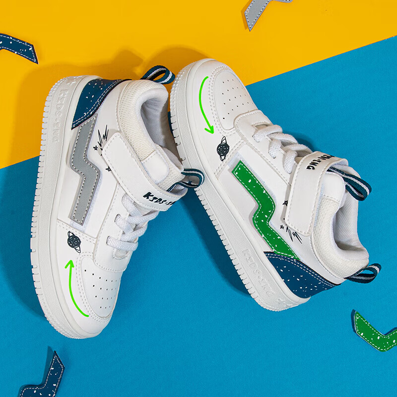kids.ing【售罄不补】34-37码校园小白鞋儿童板鞋休闲鞋男女大童运动鞋 绿色 35 适合脚长21.6-22cm