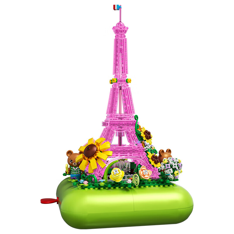 哲高积木八音盒拼装音乐巴黎铁塔创意礼物送男女生节日礼物 音乐盒巴黎铁塔-720颗粒