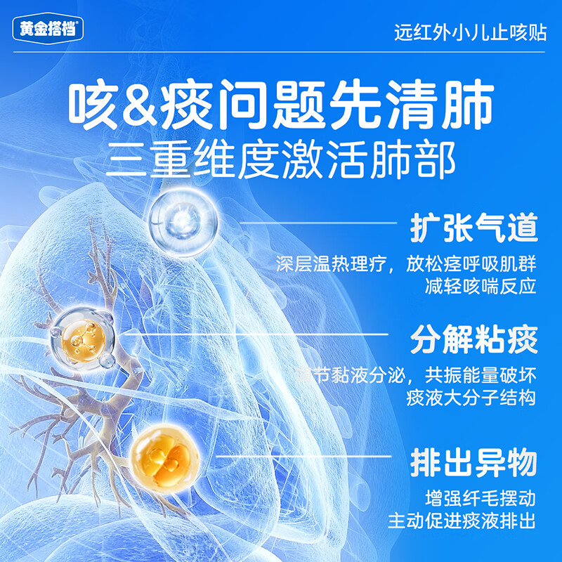 黄金搭档远红外小儿止咳贴儿童感冒支气管炎咳嗽止咳化痰清肺咽炎咽喉痛 1盒体验装【贵在运费不推荐】