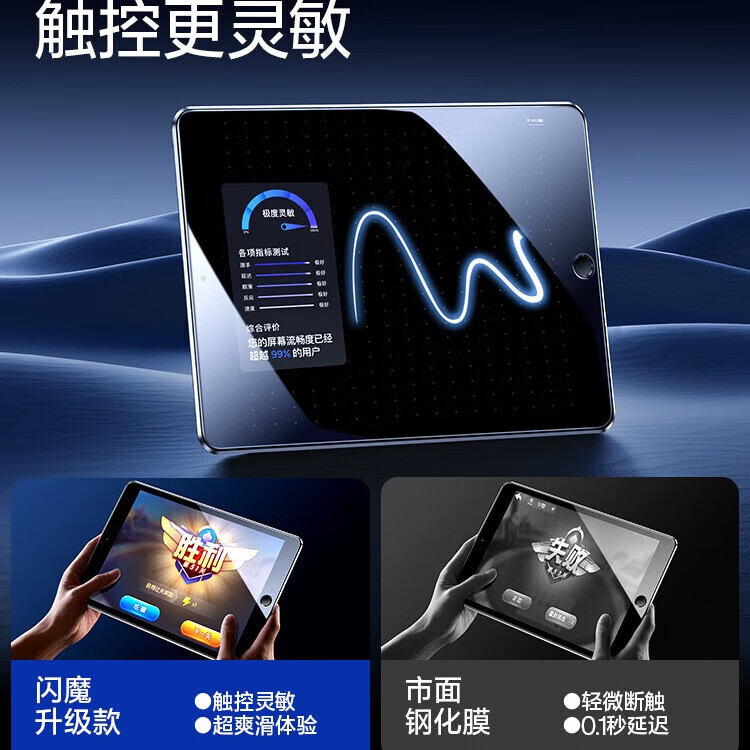 闪魔【优选直发】闪魔适用新ipad2024钢化膜air6/3/2苹果平板10.2寸20 iPad 2019/2020(10.2英寸) 【加倍护眼抗蓝光】1片