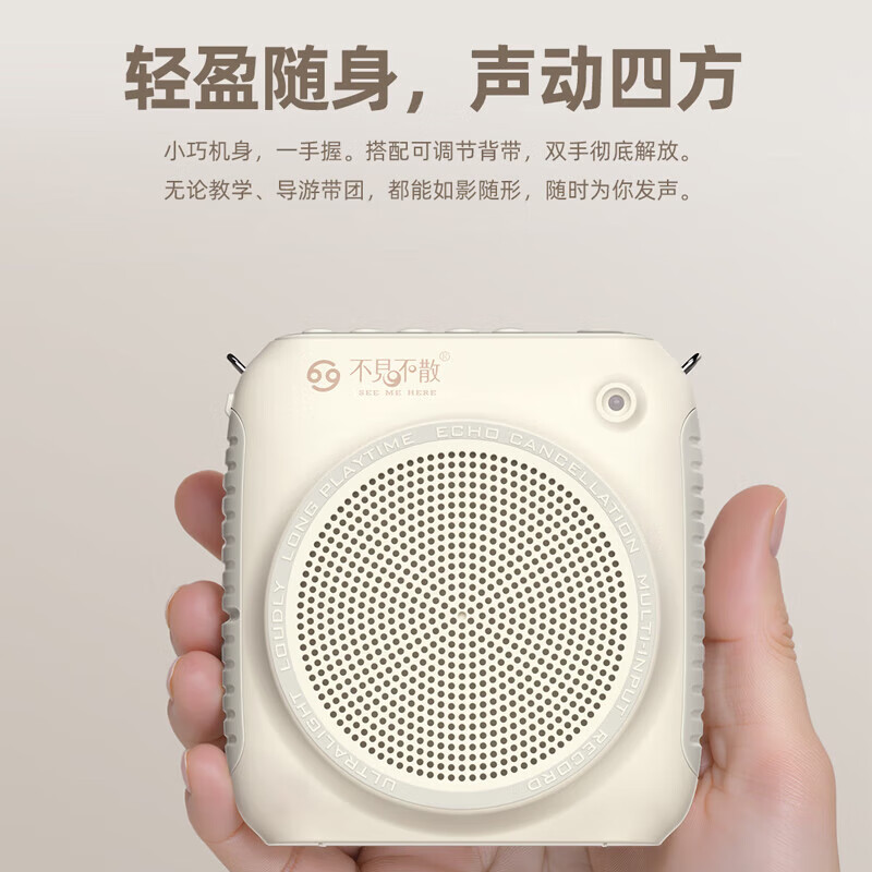 不见不散 K2无线小蜜蜂扩音器头戴麦教师上课专用麦克风蓝牙喇叭大音量可插u盘导游户外长续航扩音机 薄荷绿