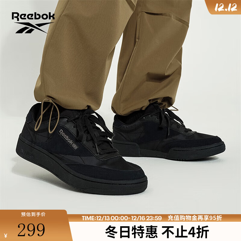 锐步锐步官方24新品男女情侣款CLUB C 85运动休闲复古板鞋 100222334 黑武士 40 (25.5cm),US: 7.5