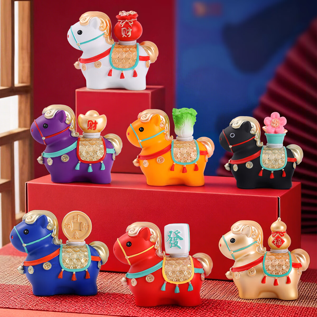 兰比嘟2026马年吉祥物盲盒摆件赐福小马公仔喜庆新年礼物桌面装饰伴手礼 马上财运转赚盲盒【随机1个】