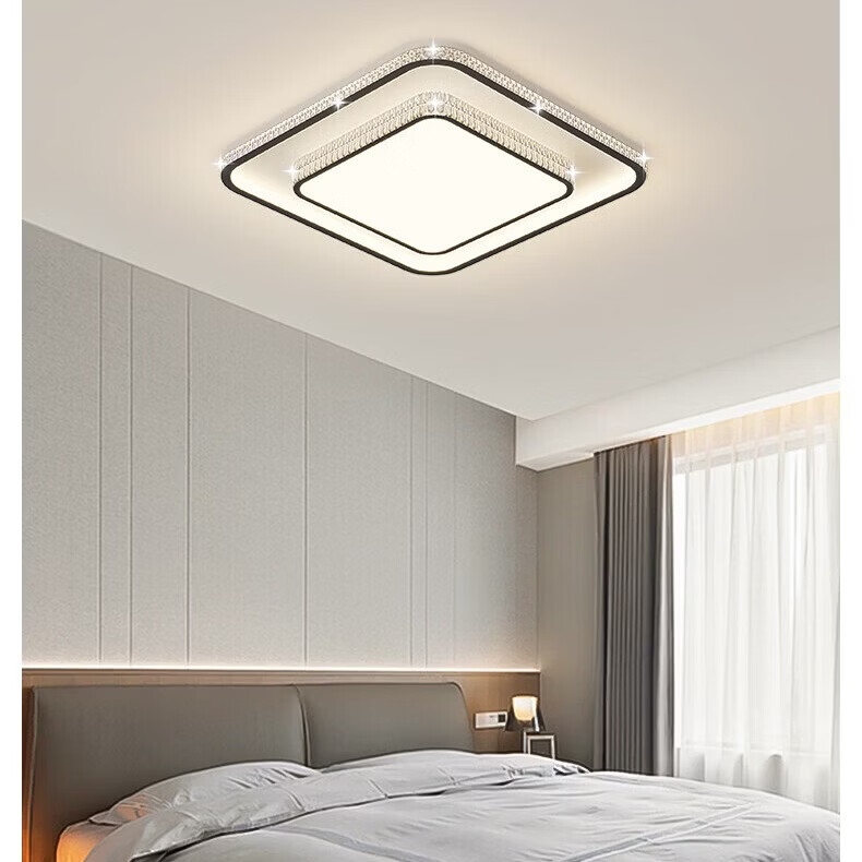 欧普照明2026新款全屋水晶造型现代简约全光谱护眼客厅卧室智控吸顶灯灯具 黑色套餐5 【四室两厅】全光谱护眼(包安装) 升级离线智能语音