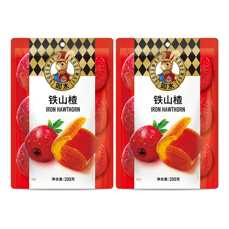 如水 铁山楂400g 山楂卷果丹皮 酸酸甜甜休闲零食 果盘小吃200g*2袋
