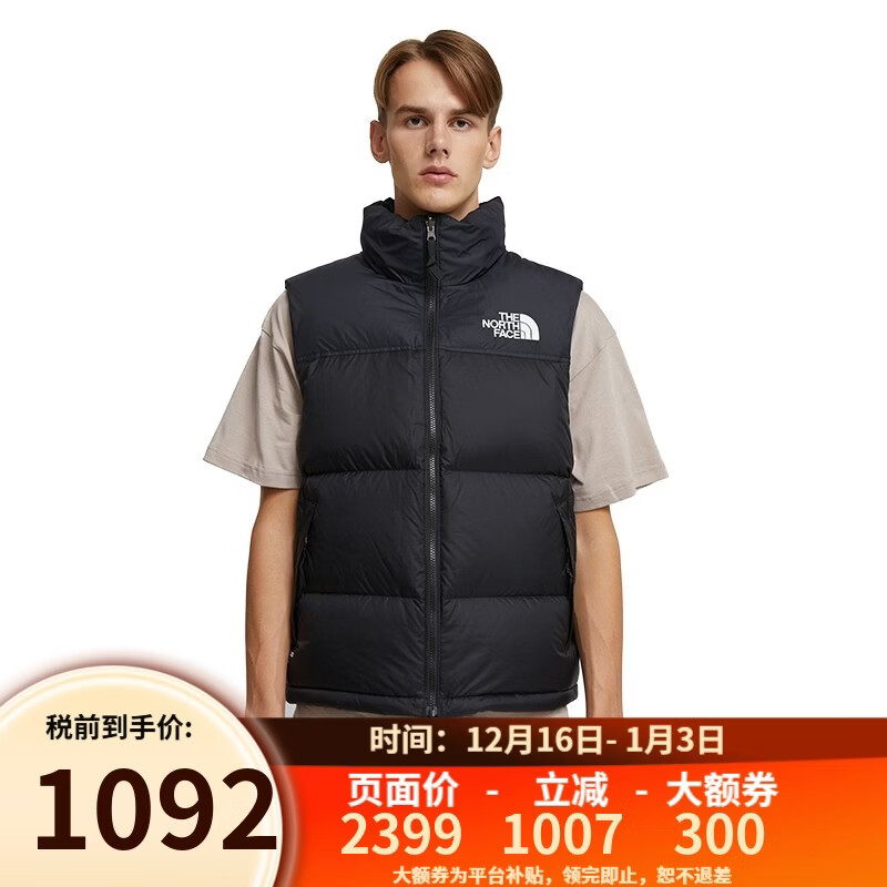 北面（The North Face）美版1996 RETRO NUPTSE羽绒马甲男女款700蓬 NF0A3JQQ男款LE4-黑色 M
