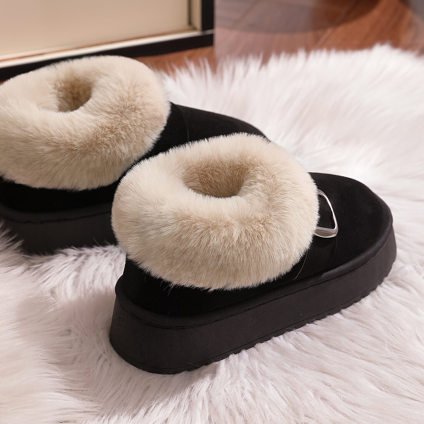 FZT脖肯包跟棉拖鞋女冬季2025新款加绒保暖室内休闲冬天棉鞋外穿男款 黑色 36-37 标准码