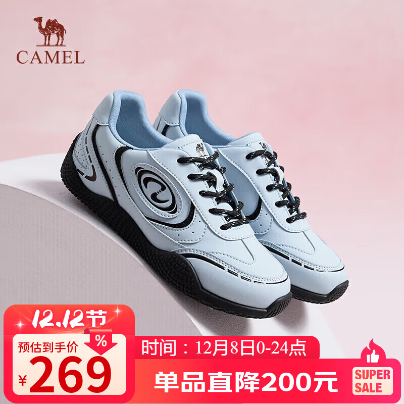 骆驼（CAMEL）【王俊凯同款】月牙2.0德训鞋女运动休闲鞋 L25S577059C 蓝色 38