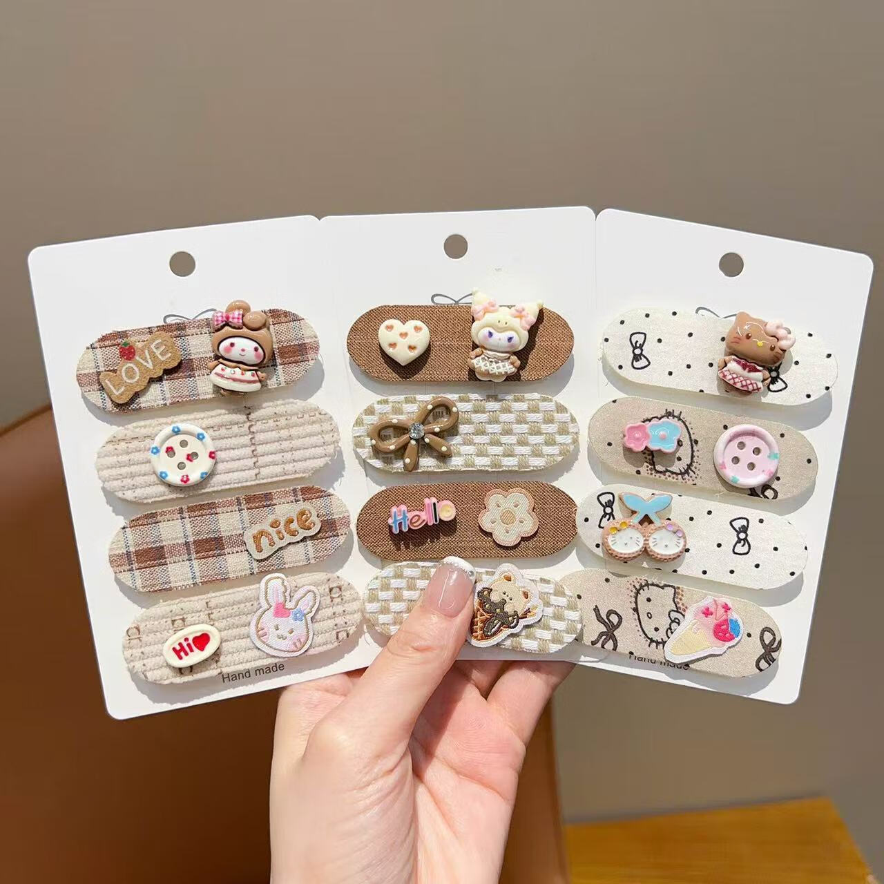 秋冬咖色碎发贴儿童刘海贴后脑勺女童魔术贴可爱头饰发饰宝宝百搭 02#美乐蒂碎发贴