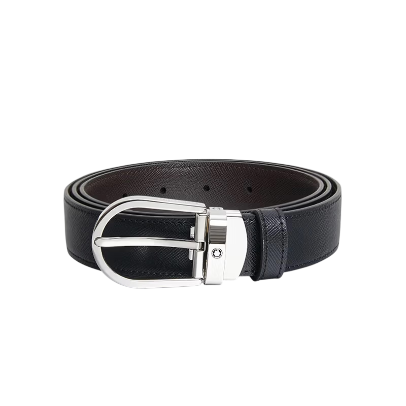 萬寶龍（MONTBLANC）男士針扣黑/棕色雙面腰帶皮帶120x3cm 113834 新年禮物