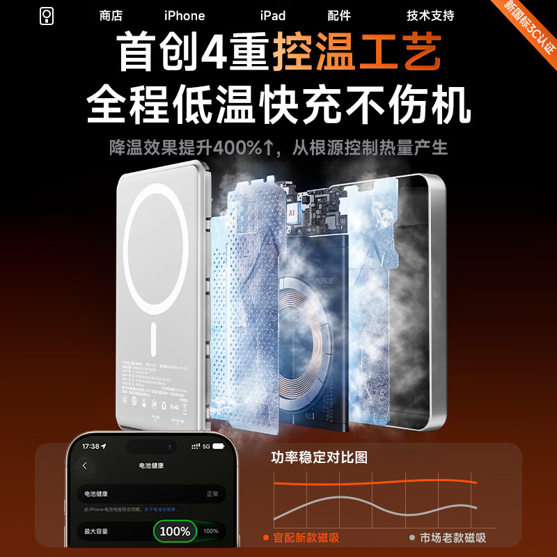 SOULUX【新国标3C认证】MagSafe苹果磁吸充电宝10000毫安可上飞机高铁轻薄便携20w超级快充无线移动电源 【钛银色】10000毫安 | 可上飞机 2026新款 | 原版正装1:1全功能