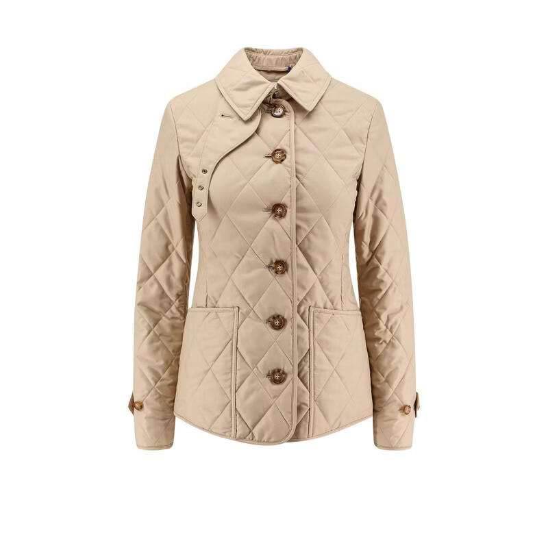 博柏利（BURBERRY）女士羽绒服保暖防风耐用轻盈绗缝立领短款环保冬季通勤外套简 浅棕色 均码 |XS