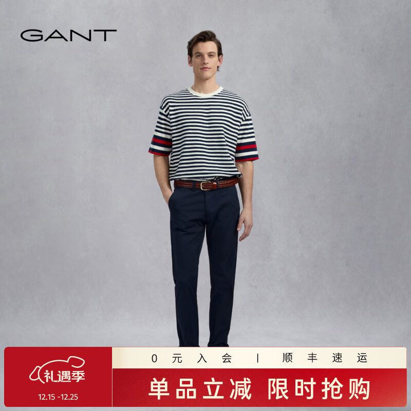 GANT/甘特春季新款男士长裤子时尚百搭直筒修身舒适休闲裤 410-蓝色 34