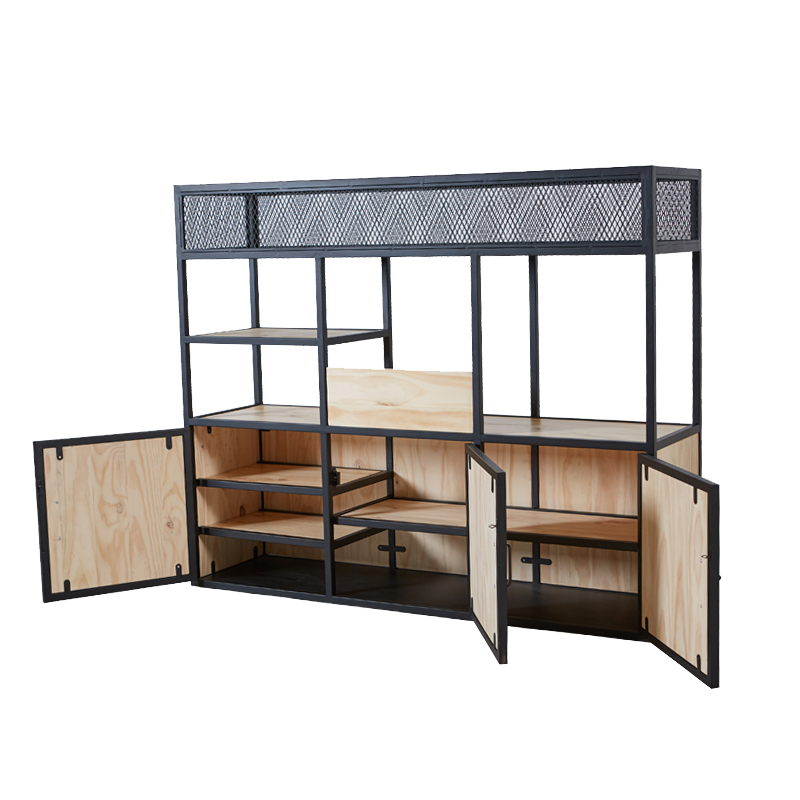 精甄 办公室隔断柜铁艺过道置物花架客厅咖啡厅休闲餐厅隔断柜美容院美甲店矮绿萝架 长110*30*110CM高(带柜)