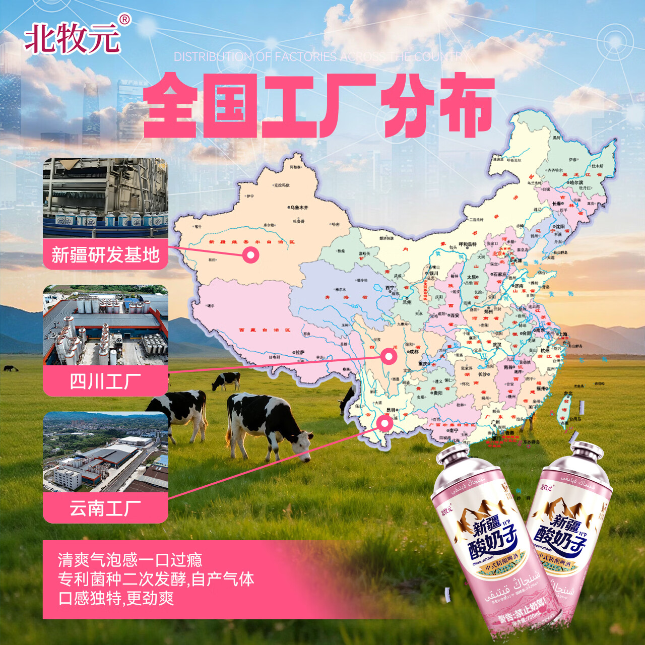 北牧元新疆酸奶子精酿啤酒 北牧元正品新疆直发 礼盒装 新疆酸奶子啤酒750ml*4瓶(礼盒装)