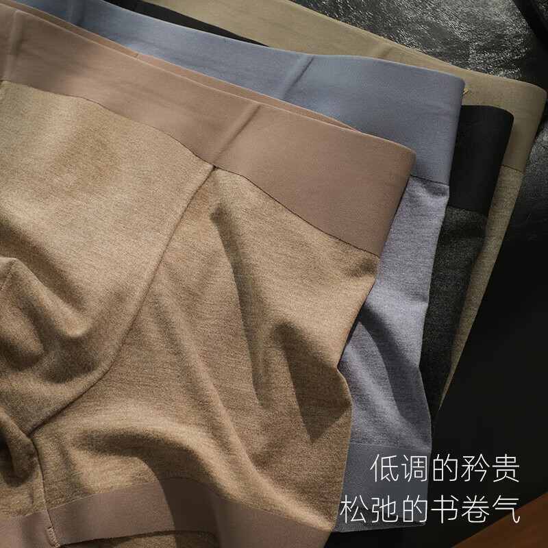 CEENIU暖绒莱赛尔无痕磨毛10A男士内裤新款素放男生抑菌内档透气短裤衩  椰子灰+炭火黑+烤栗子 XL (120-140斤)
