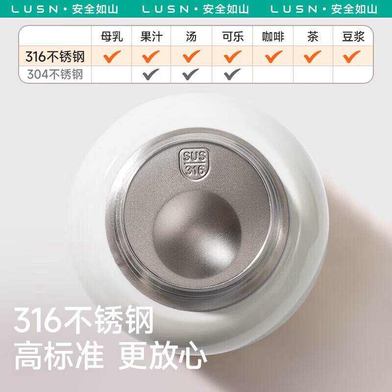 如山（LUSN）三合一保温杯儿童316可爱学饮婴幼儿吸管直饮长效保温学生便携 【大容量】花环小兔 550ml