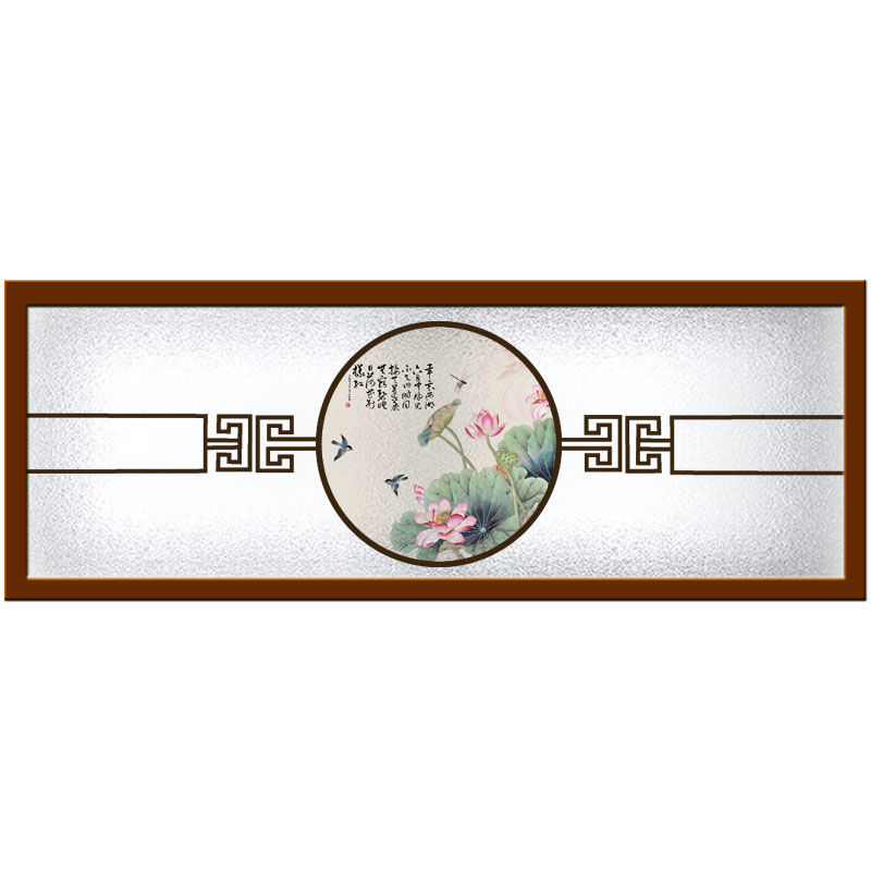 圣威堡 玻璃贴纸静电磨砂无胶贴画横版磨砂中国风玻璃贴纸隐私玻璃膜