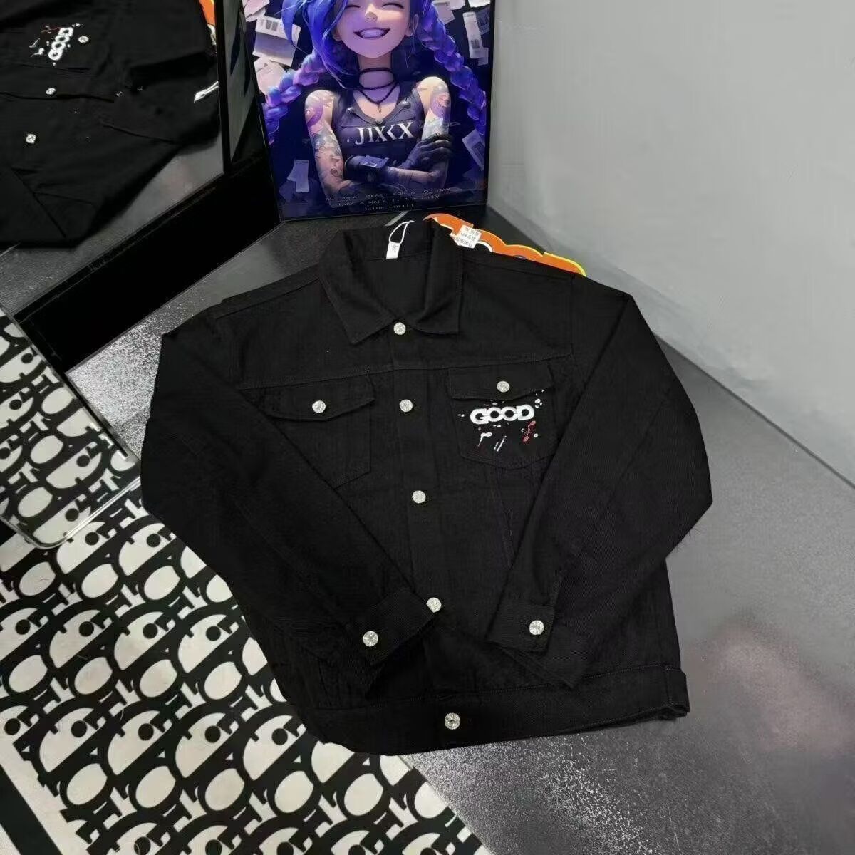 东馨鸟美式小众设计感秋季新款牛仔外套朋克嘻哈街头痞帅时尚重工夹克男 黑色 3XL