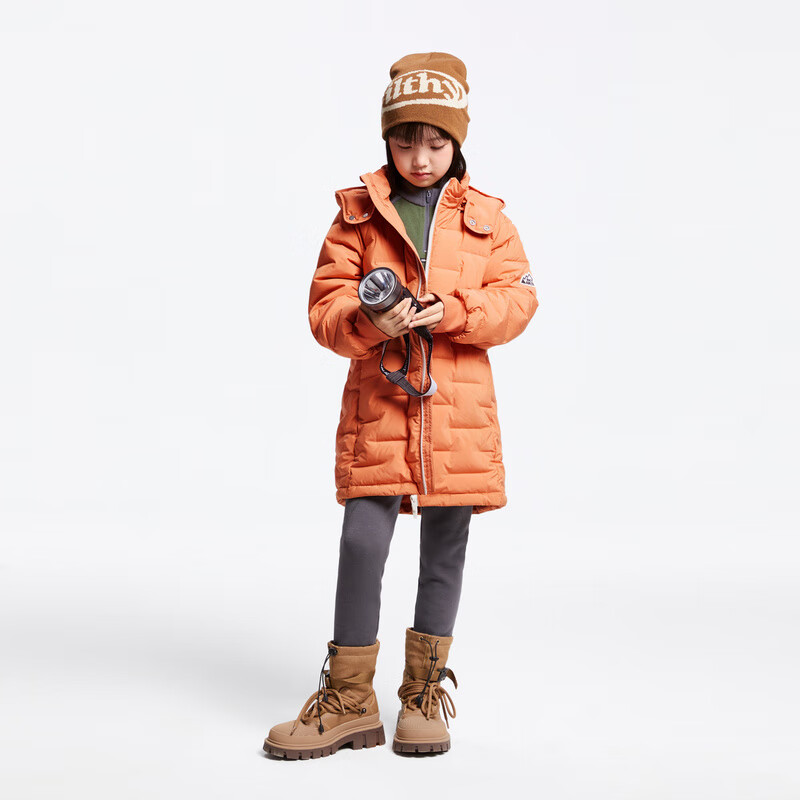 安奈儿（Annil）童装男女童中长款羽绒服2024冬新款 橡树棕 160