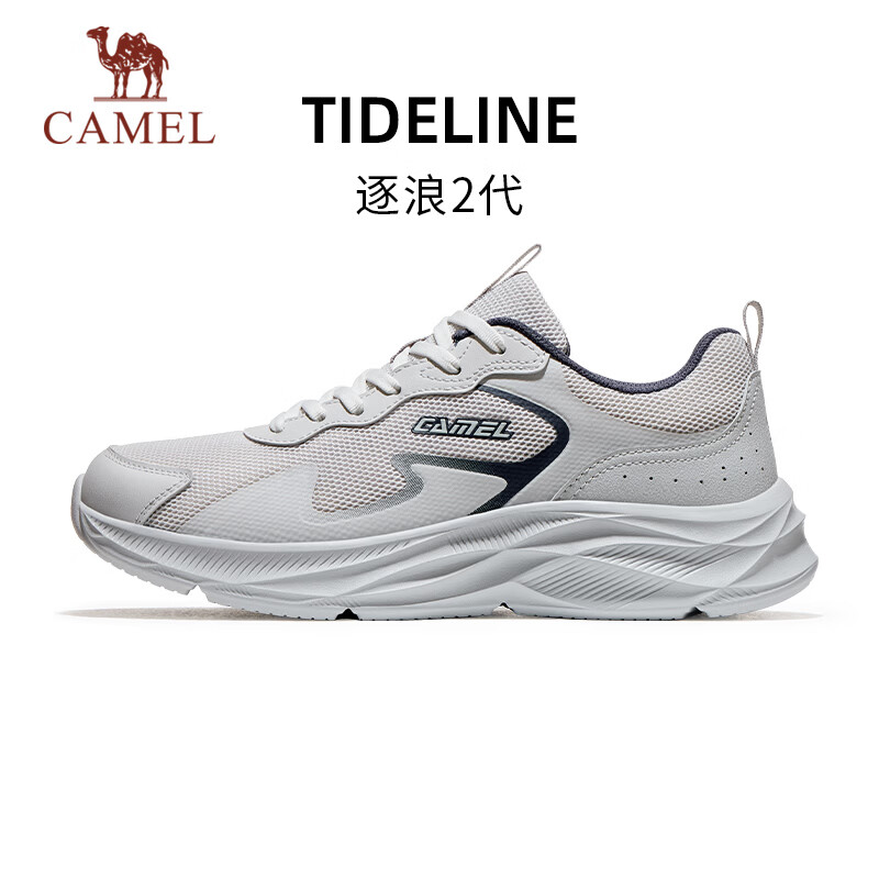 骆驼（CAMEL）跑步鞋男女2026运动鞋逐浪2.0缓震舒适防滑抓地百搭 K16B304043，芯片灰/暗蓝灰，男 42