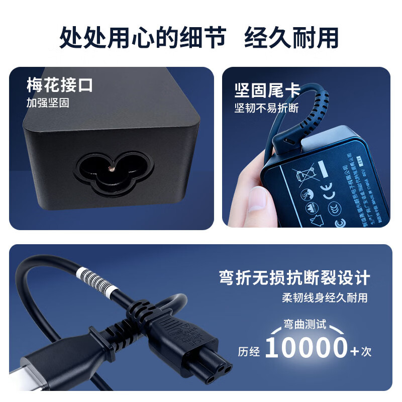 群赞(QUNZAN)笔记本充电器 20V3.25A PD3.0 TYPEC USB-C 65W 液晶显示器 微型计算机 平板电脑 电源适配器 黑色 全新配电源线