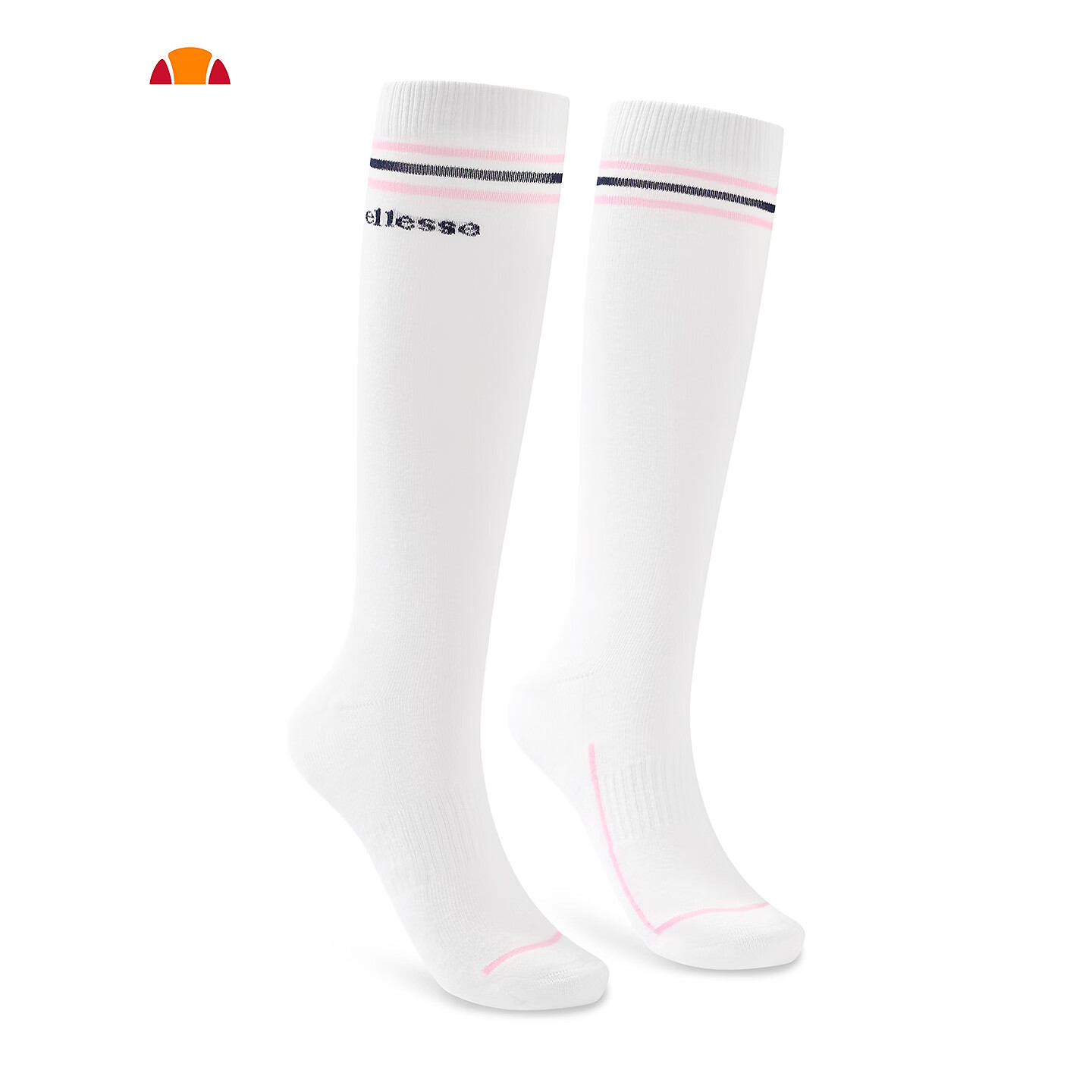 ellesse小贝壳舒适亲肤弹力撞色长筒运动袜女 星云白 F