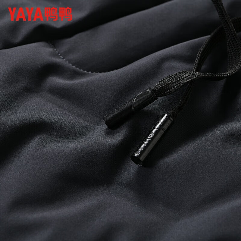 鸭鸭（YAYA）男士羽绒裤直筒加厚松紧腰弹力保暖中青年冬季新年防寒休闲裤子 黑色 XL 180（建议130-150斤）