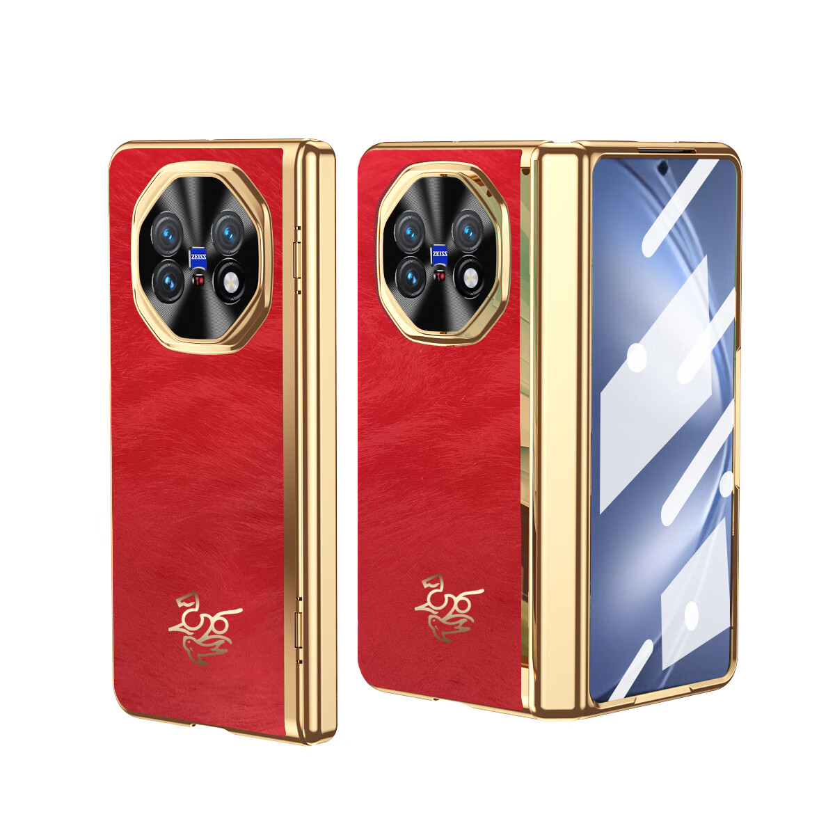 麦焕【马年新年款】VIVOx fold5手机壳折叠素皮保护套镜头保护超薄防摔保护壳 【新年红】马踏飞燕 VIVOxfold5