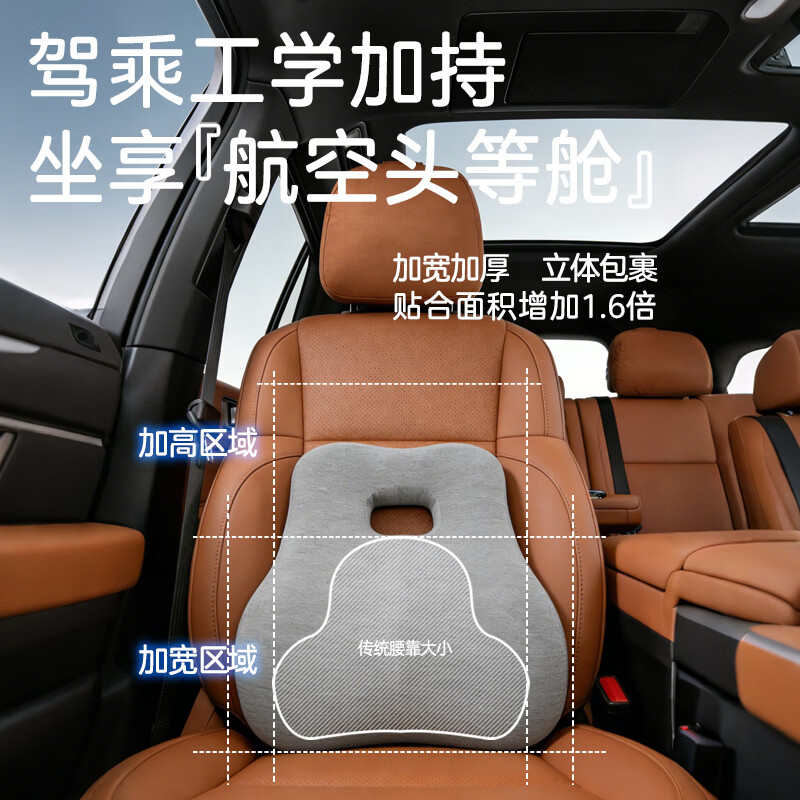 宜简雅汽车腰靠垫办公室护腰垫车载久坐腰枕座椅靠枕腰突支撑腰托男女 深灰色-办公车载腰垫