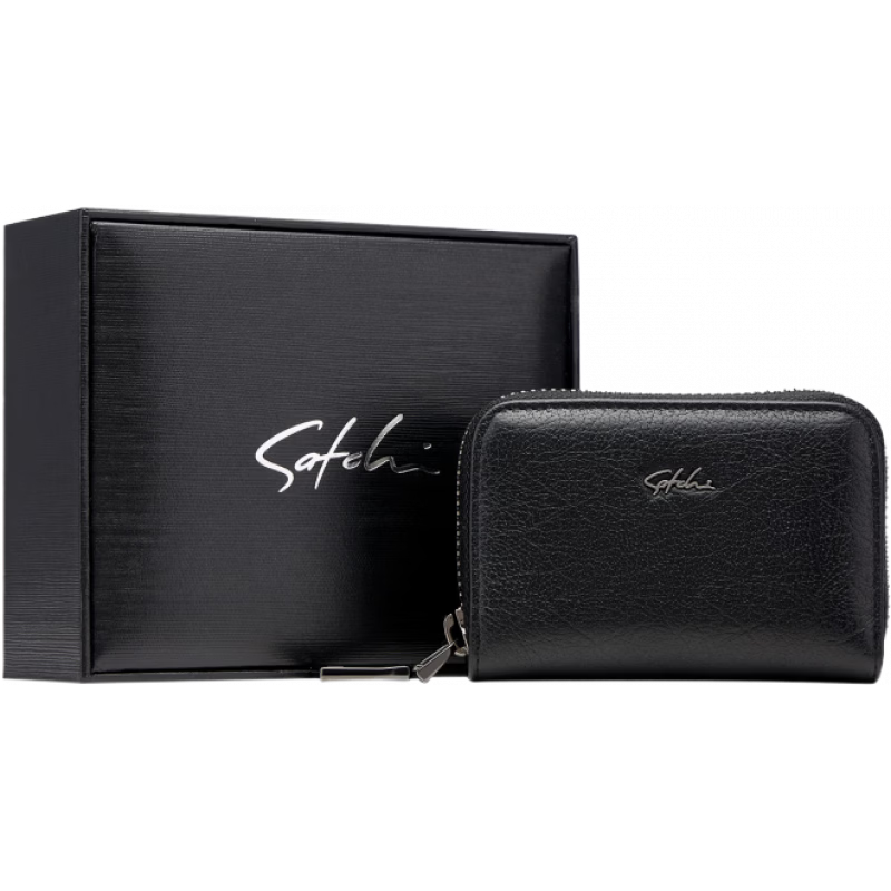 SATCHI/沙馳男士駕駛證卡包2025新款真皮大容量卡套證件包名片夾 黑色-小號(hào)_禮盒裝