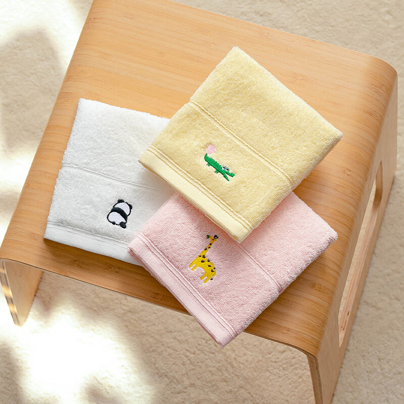 内野（UCHINO）纯棉毛巾面巾A类抑菌洗脸巾刺绣儿童巾吸水亲肤舒适TK 刺绣儿童巾（鹿+熊猫+鳄鱼）