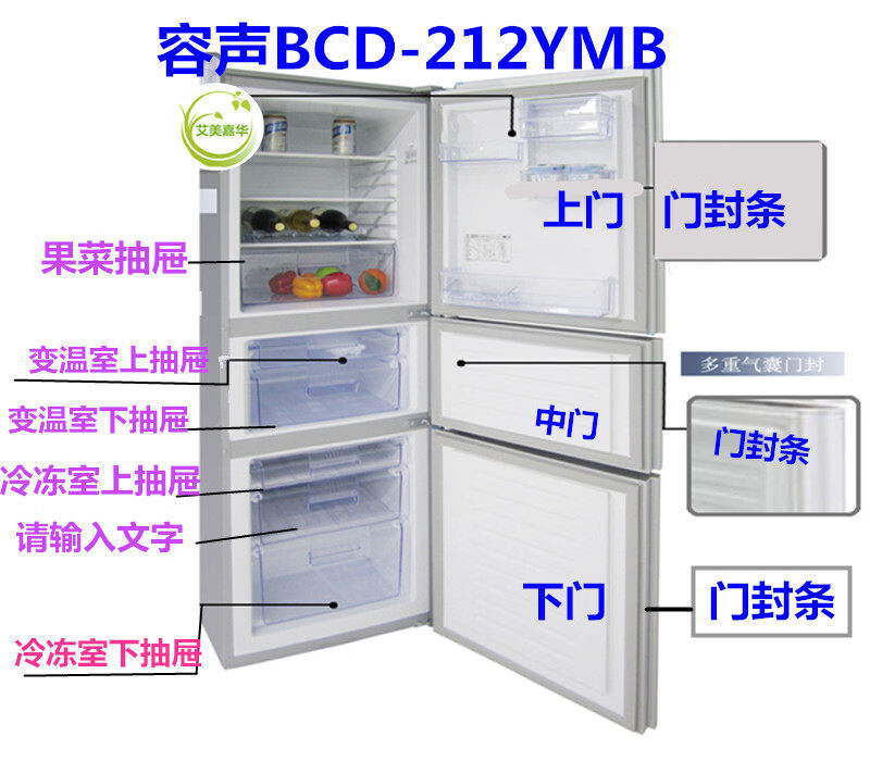 双幼BCD-212YMB/C BCD-212MB/C冰箱抽屉 抽屉 门封条   原厂配件 上门门封条