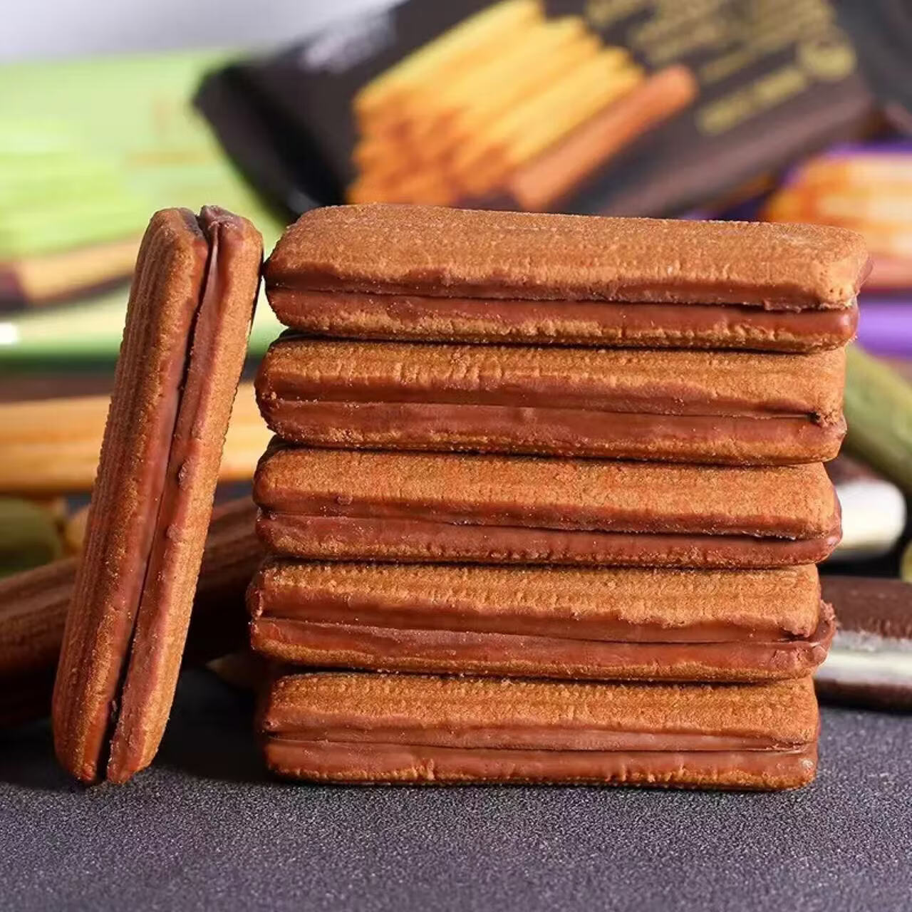 法丽兹醇香黑巧克力味曲奇饼干休闲零食团购食品礼物 醇香柠檬巧克力味44-46根570g