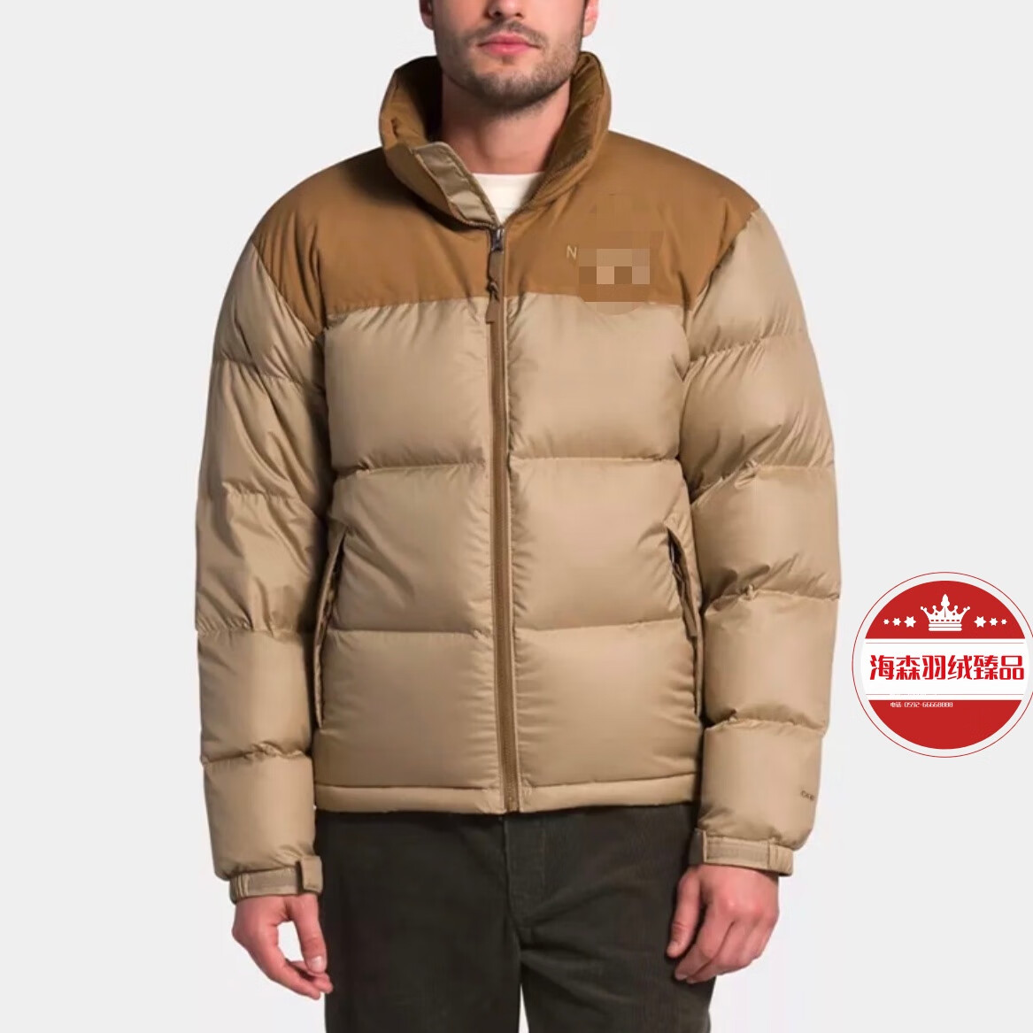 北脸北面1996羽绒服美版莆田纯原冬季TNF经典男女同款情侣加厚保暖 小麦色 防水面料+隐藏帽 2XL 建议180斤以上