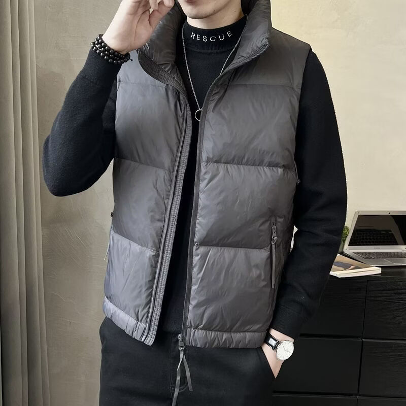 波司登冰洁2025冬季款短款立领羽绒马夹潮男纯色轻薄保暖外套马甲 黑色 L(90-110斤)