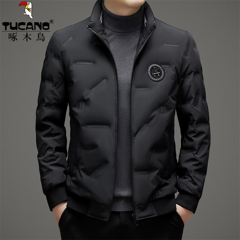 啄木鸟（TUCANO）羽绒服男短款立领90鸭绒保暖外套2026年最新款冬季御寒男士衣服 上青 M (170) 【推荐90-115斤】