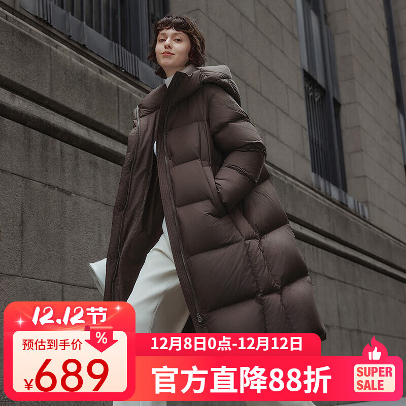 坦博尔冬季羽绒服女长款时尚百搭保暖加厚连帽面包服TBF530836Z 大象咖啡 L (170)