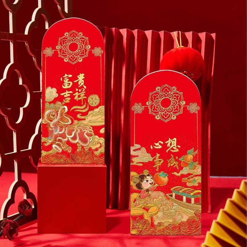 韵律鸟春联对联红包2026年马年新款春节装饰家用过年春联农村大门福字贴 马年原创烫金迎春千元红包24个装