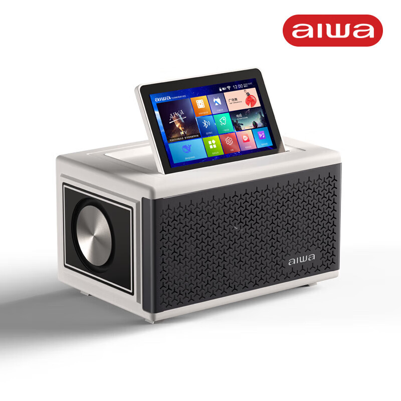 aiwa【2025新款】爱华家庭KTV音响套装户外广场舞便携式带屏点歌机一机多用蓝牙音响电木吉他乐器音箱 【10吋带屏点歌机】6个喇叭+KTV系统+广场舞+90万歌库 官方正品