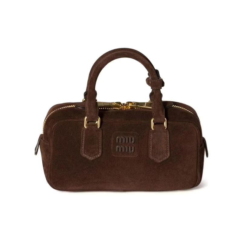 繆繆(MiuMiu)女士單肩包可調(diào)節(jié)肩帶便攜收納日常使用輕便攜帶絨面革棕色 棕色 均碼