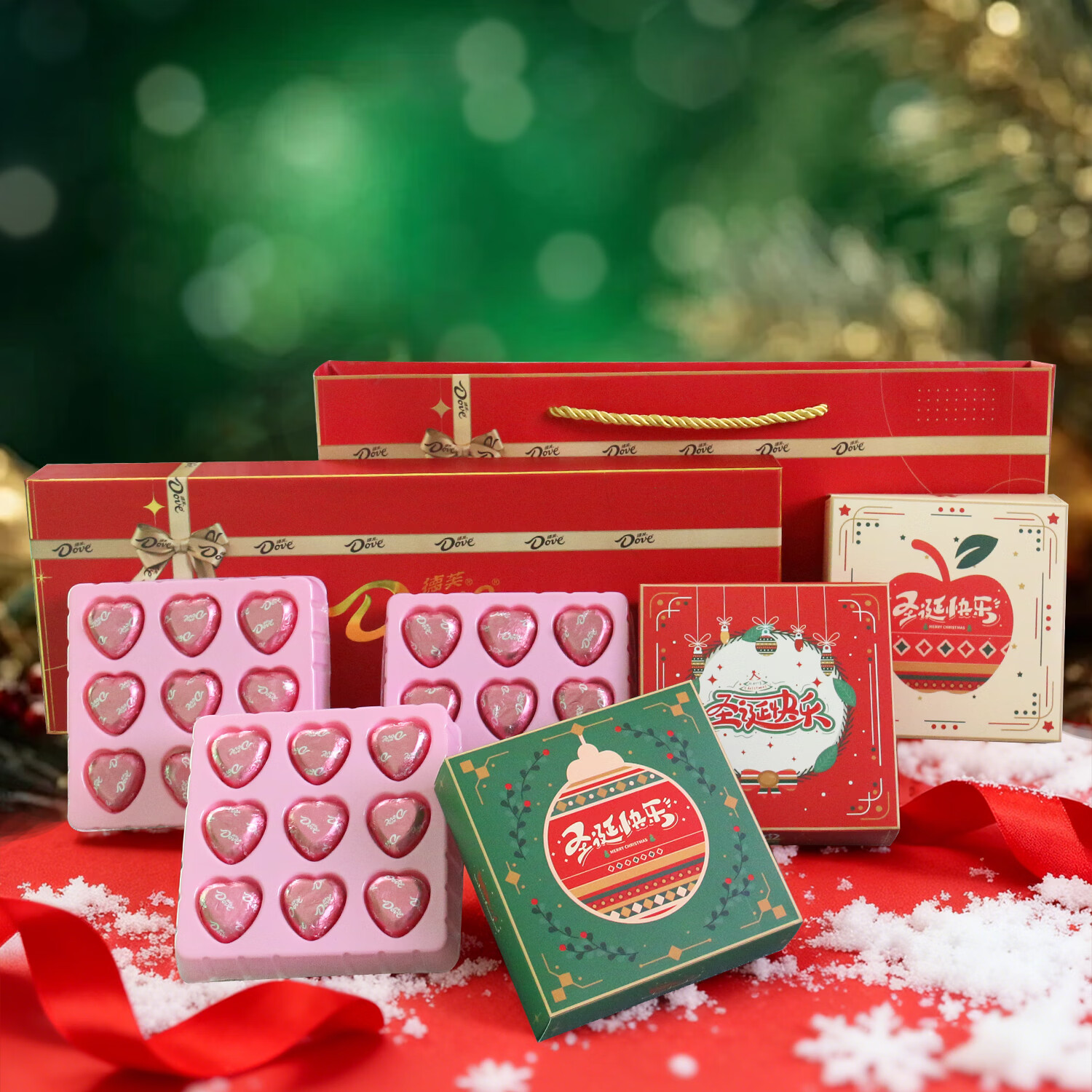 德芙巧克力糖果礼盒情人节礼物送老婆女友零食生日礼物女生tzz 德芙圣诞三连套盒27粒