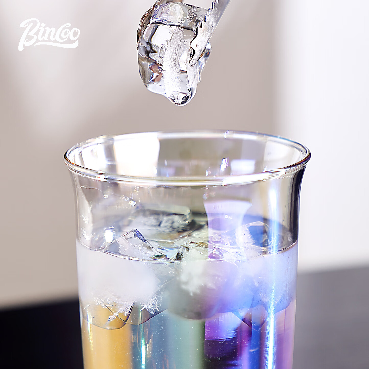 Bincoo黑武士玻璃杯拿铁冰美式牛奶特调鸡尾酒咖啡杯耐热杯子拉花 烟灰色咖啡杯-450ml