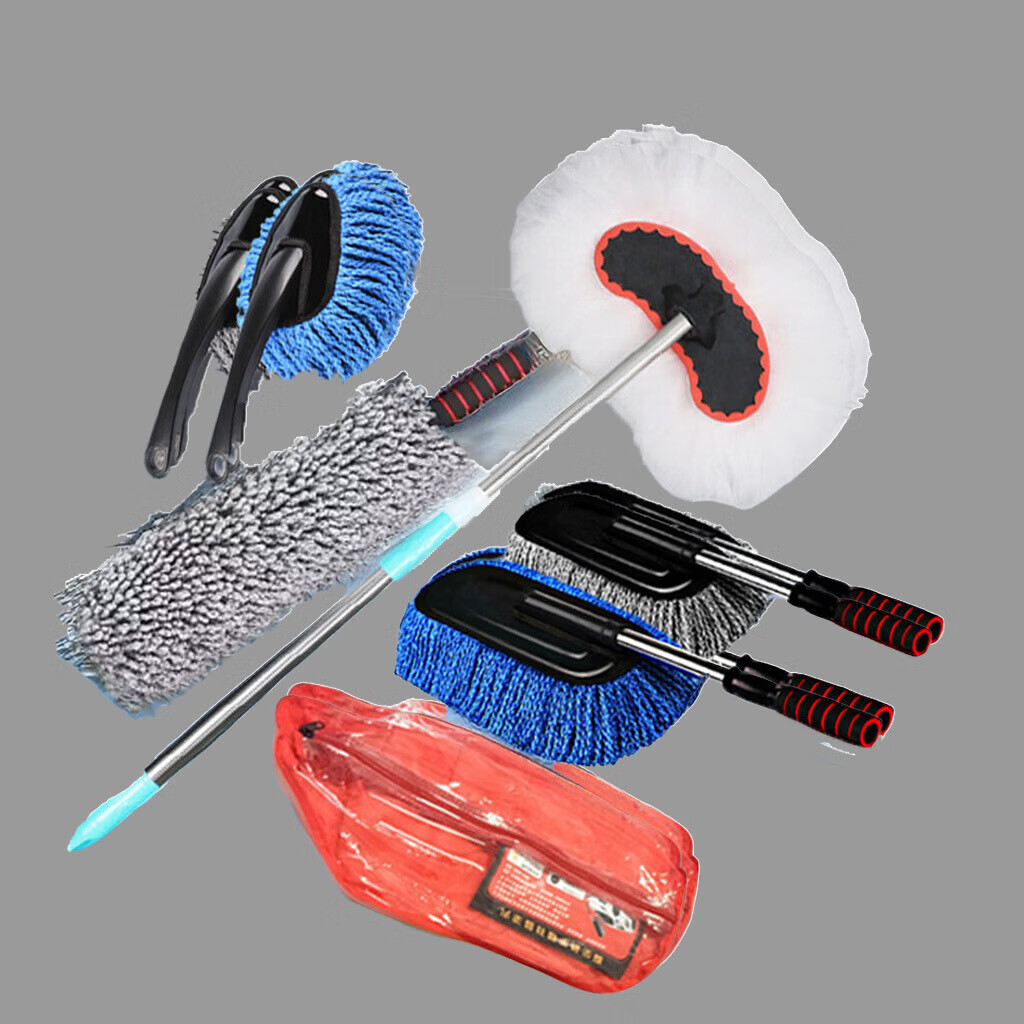 建炎【甄选厂家】汽车刷 车用擦车拖把掸子蜡刷 伸缩通用长柄除尘掸洗 灰色大蜡把opp袋装