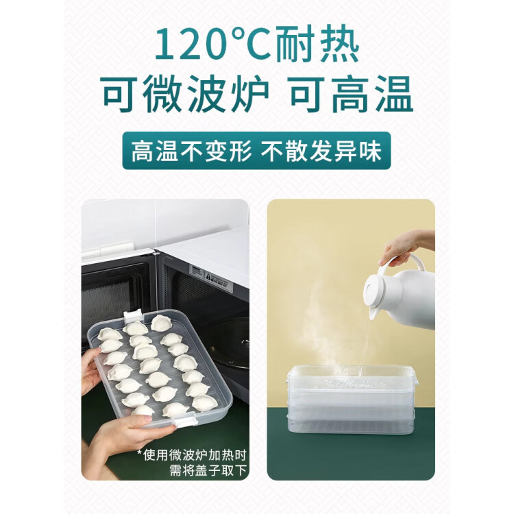 胖东来同款饺子冷冻盒保鲜盒 饺子盒家用食品级冰箱冷冻专用密封 活力橙【一层一盖】不粘底/防冻裂