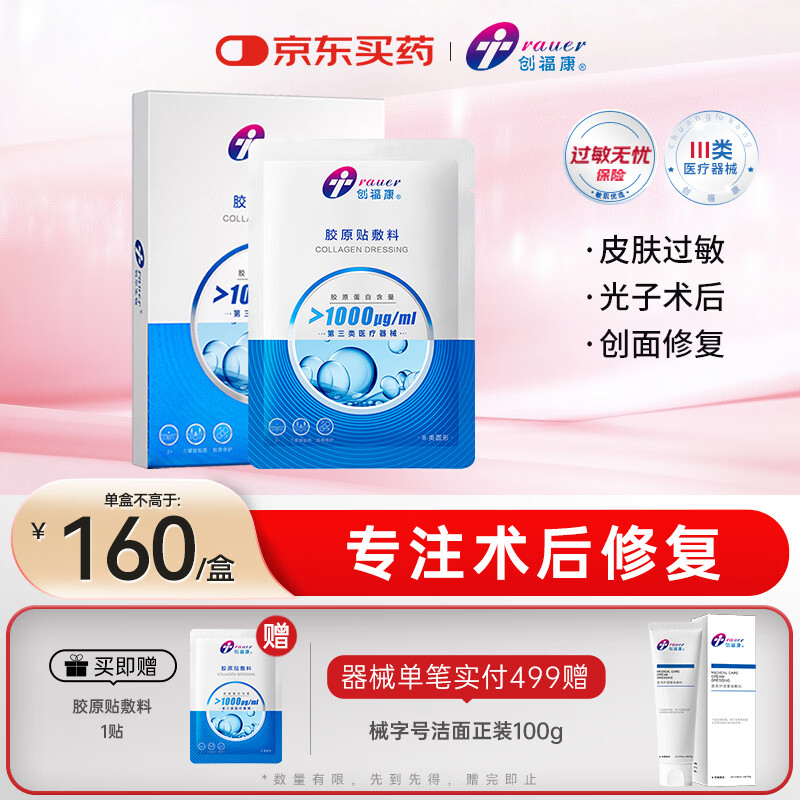 创福康胶原贴敷料1000浓度1盒5片圆形医美术后过敏创面修复治疗光子术后