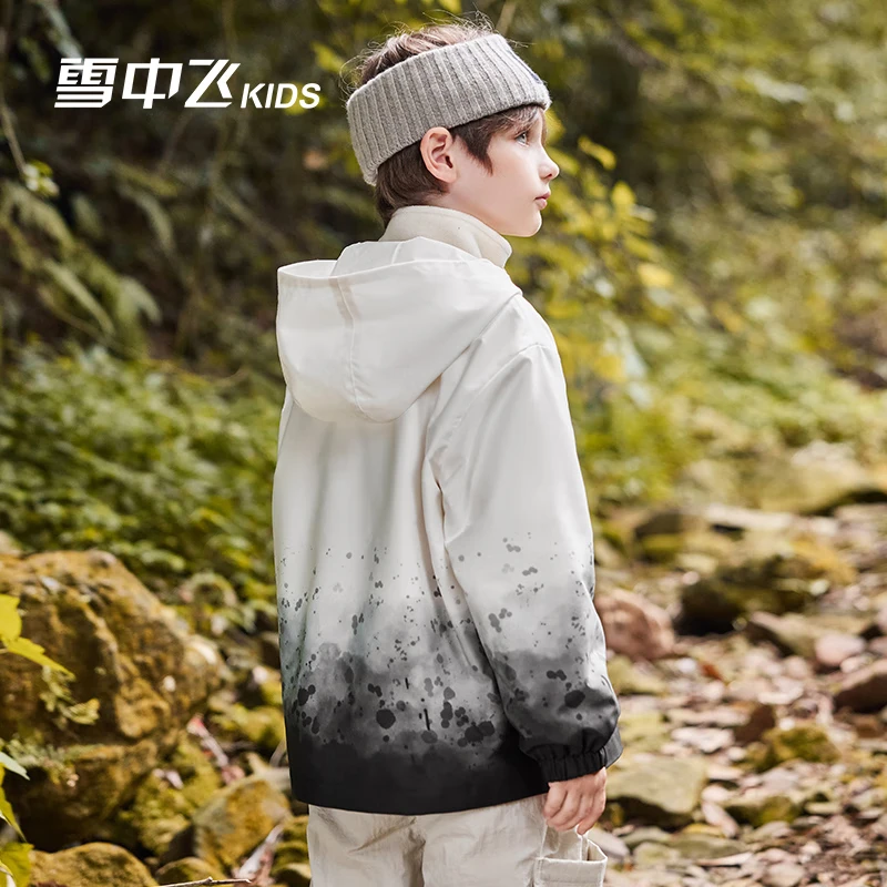 雪中飞【三合一儿童外套】童装男童加厚上衣女童两件套户外可拆卸外套 黑色(0451) 140